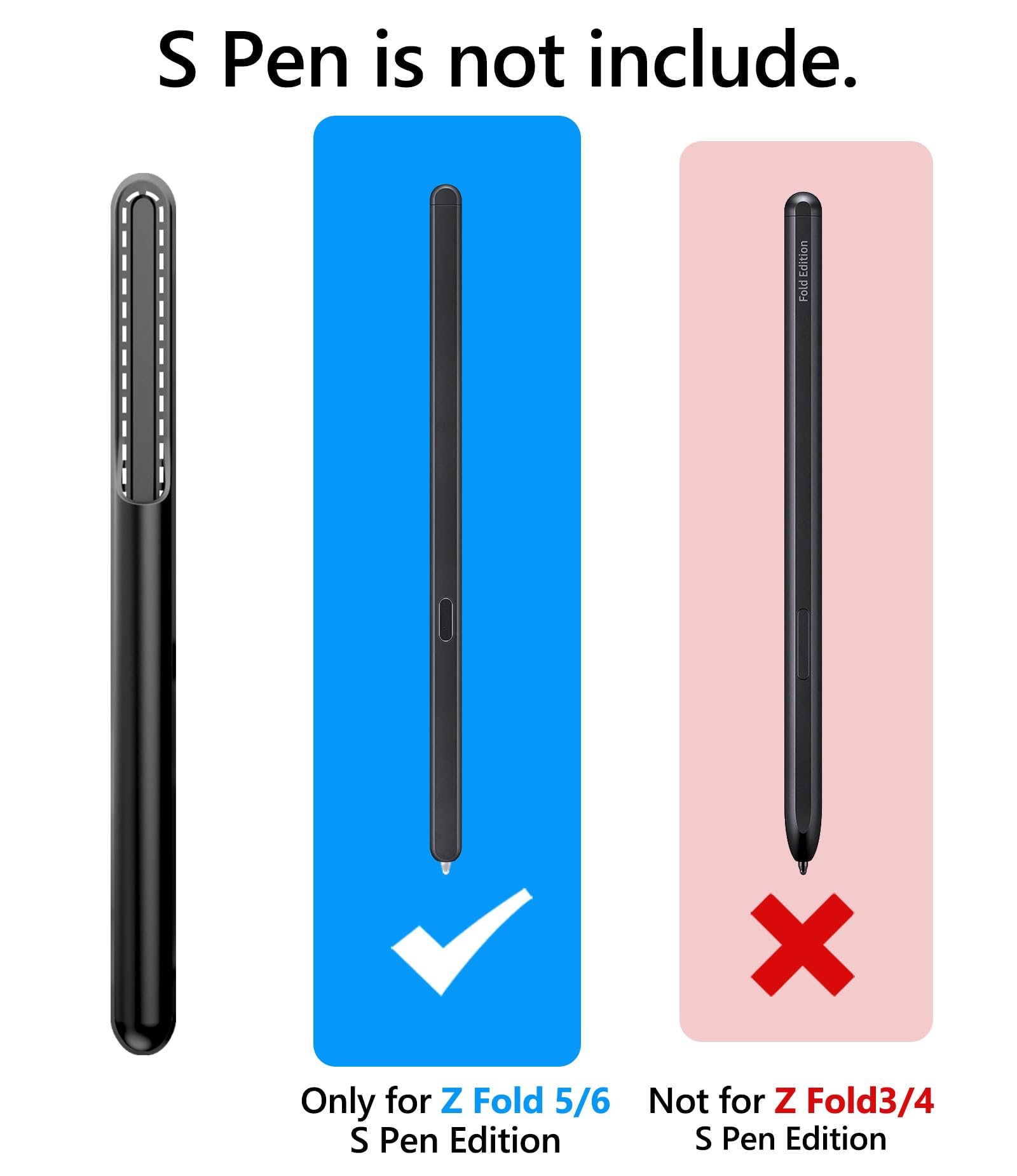 SIXBOX SIXBOX Samsung Galaxy Z Fold 6 Case with Card Holder S Pen Holder Slide Camera Cover Hinge Protection Screen Protector Durable Wallet Black - View 6 of 8