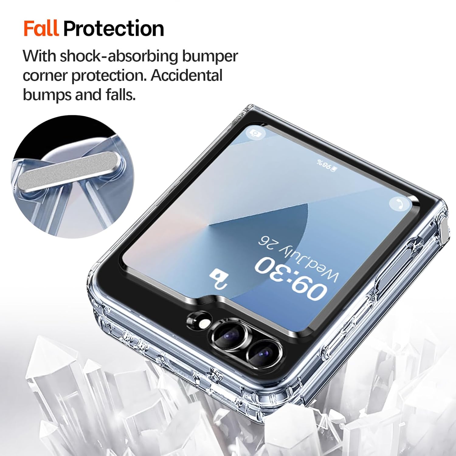 Gotivi Samsung Z Flip 6 Case Silicone Flowers Slim Transparent Soft TPU Shockproof Cover for Women Girls Crystal Clear 5G Phone Case - View 2 of 9