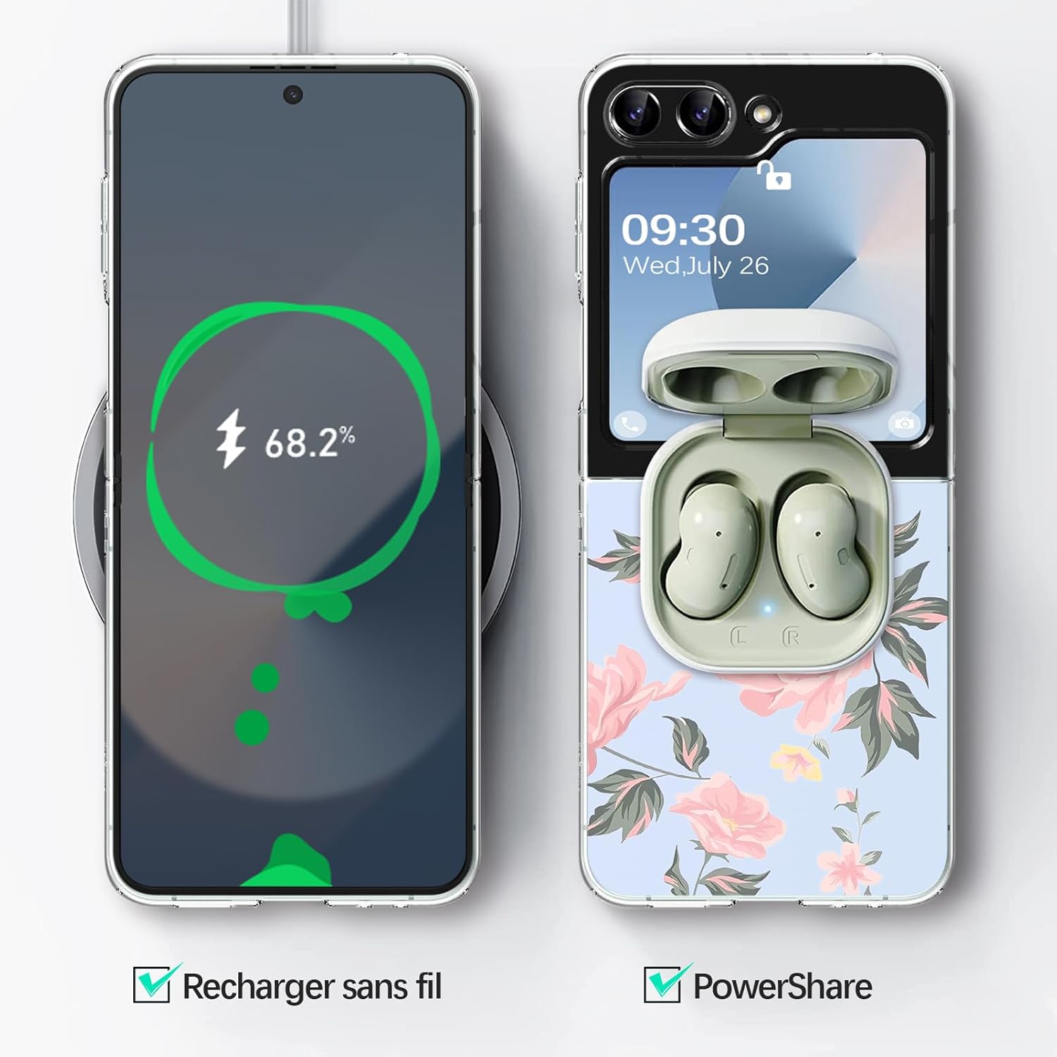 Gotivi Samsung Z Flip 6 Case Silicone Flowers Slim Transparent Soft TPU Shockproof Cover for Women Girls Crystal Clear 5G Phone Case - View 3 of 9