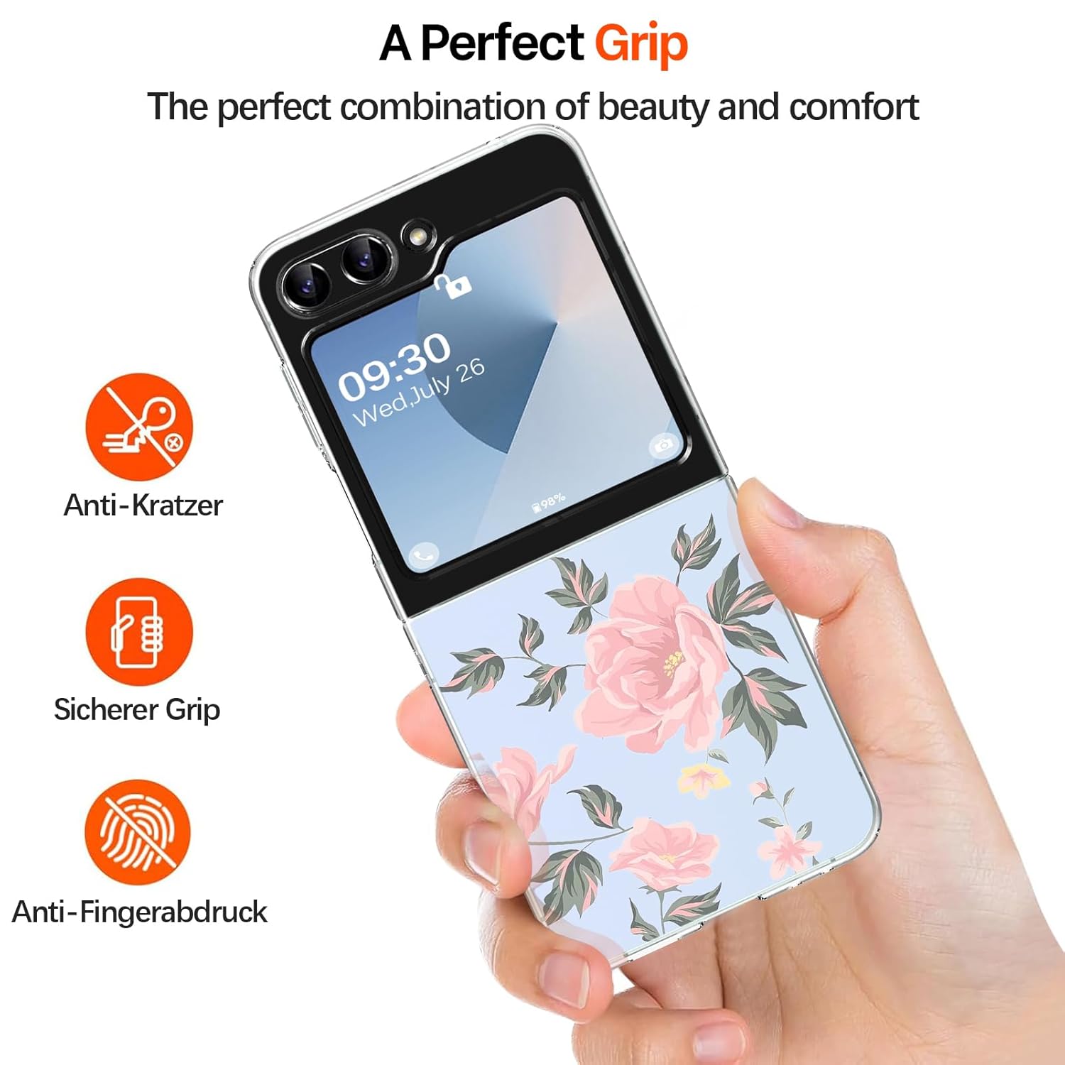 Gotivi Samsung Z Flip 6 Case Silicone Flowers Slim Transparent Soft TPU Shockproof Cover for Women Girls Crystal Clear 5G Phone Case - View 6 of 9