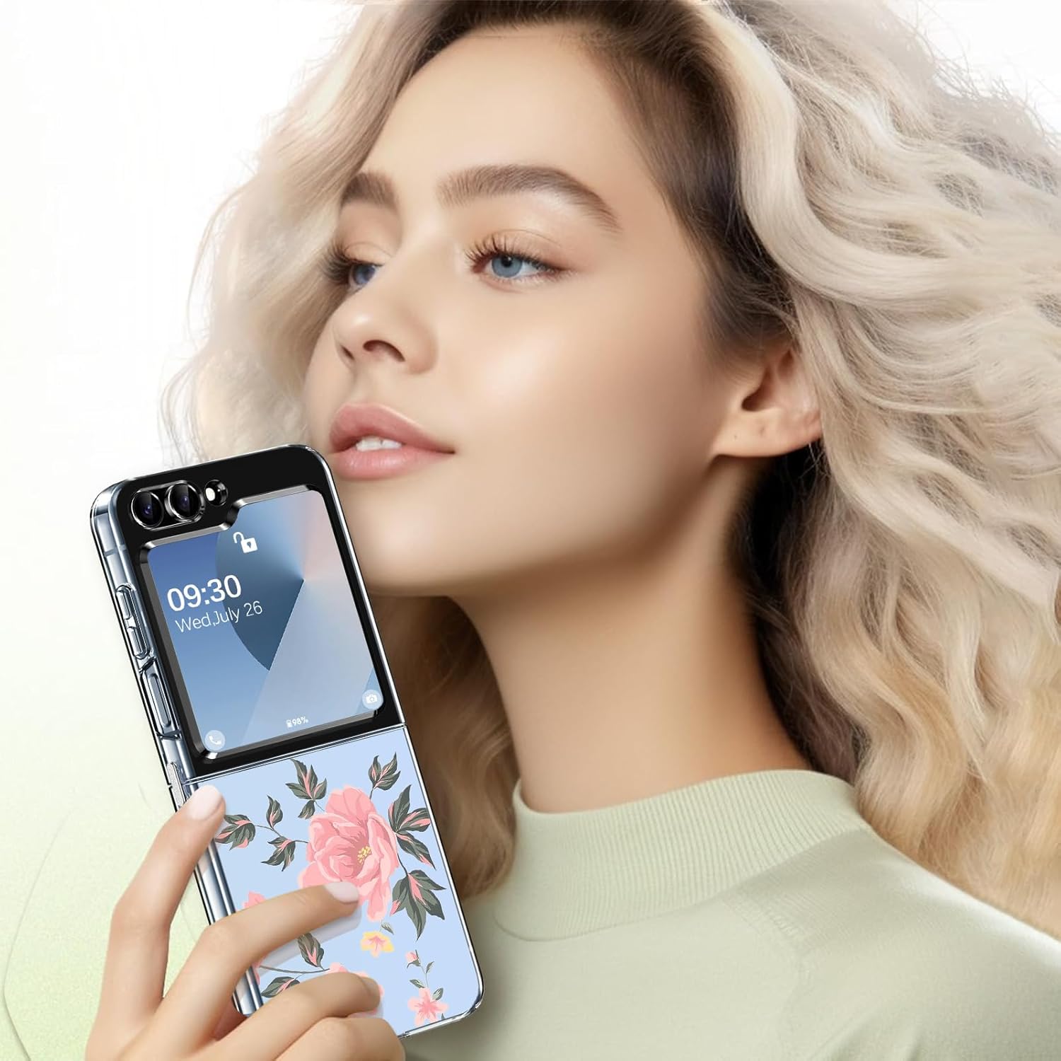 Gotivi Samsung Z Flip 6 Case Silicone Flowers Slim Transparent Soft TPU Shockproof Cover for Women Girls Crystal Clear 5G Phone Case - View 7 of 9