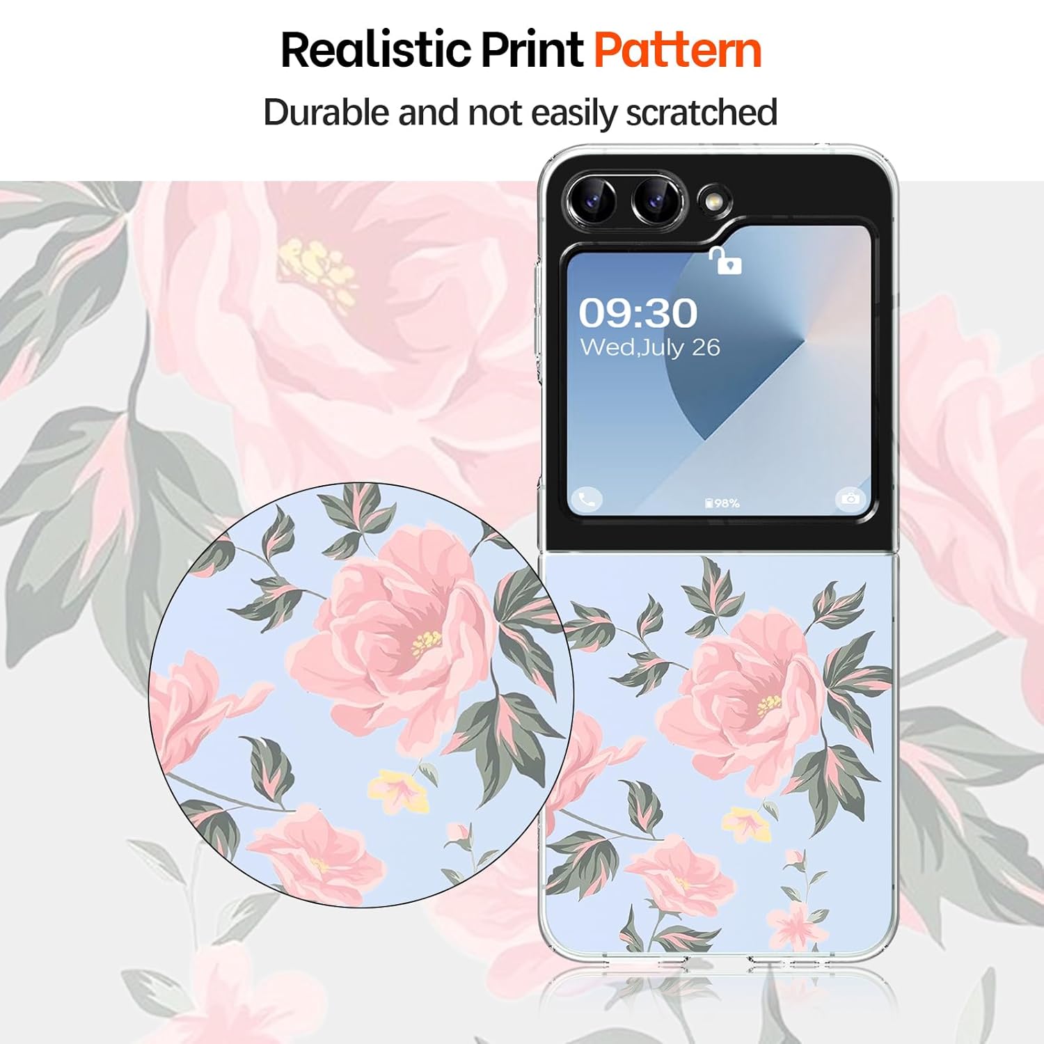 Gotivi Samsung Z Flip 6 Case Silicone Flowers Slim Transparent Soft TPU Shockproof Cover for Women Girls Crystal Clear 5G Phone Case - View 8 of 9