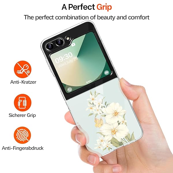 Gotivi Gotivi Samsung Z Flip 6 Case Silicone Flowers Slim Transparent Soft TPU Shockproof Cover for Women Girls Crystal Clear 5G Phone Case - View 4 of 10