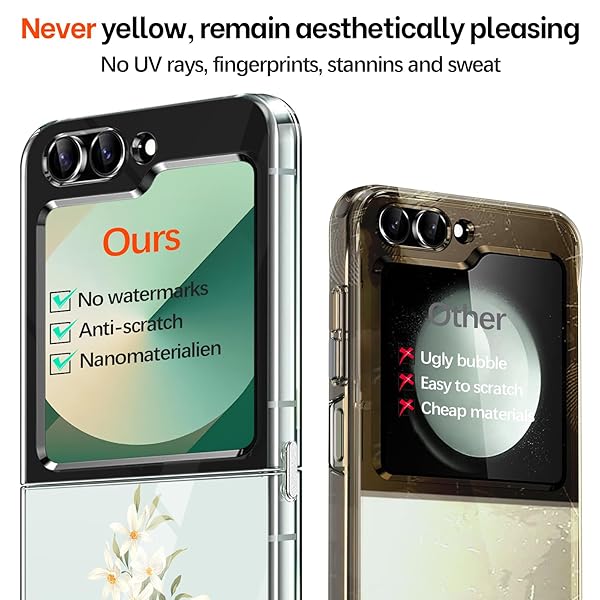 Gotivi Gotivi Samsung Z Flip 6 Case Silicone Flowers Slim Transparent Soft TPU Shockproof Cover for Women Girls Crystal Clear 5G Phone Case - View 7 of 10