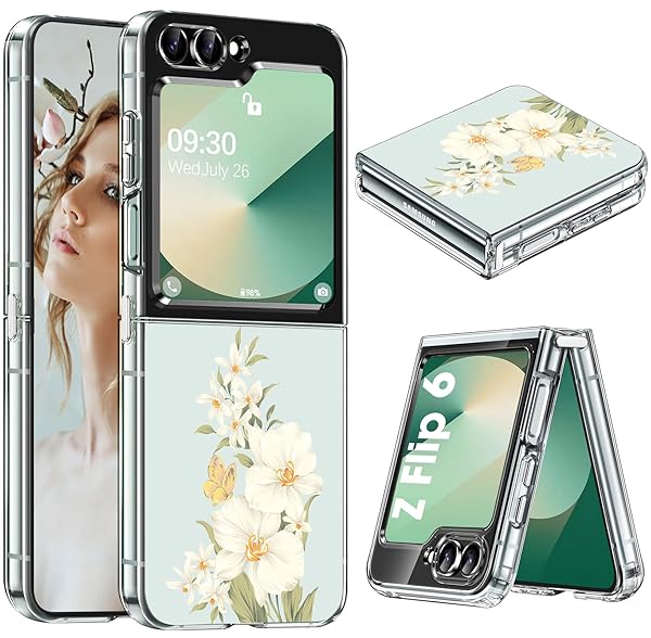 Gotivi Gotivi Samsung Z Flip 6 Case Silicone Flowers Slim Transparent Soft TPU Shockproof Cover for Women Girls Crystal Clear 5G Phone Case - View 3 of 10