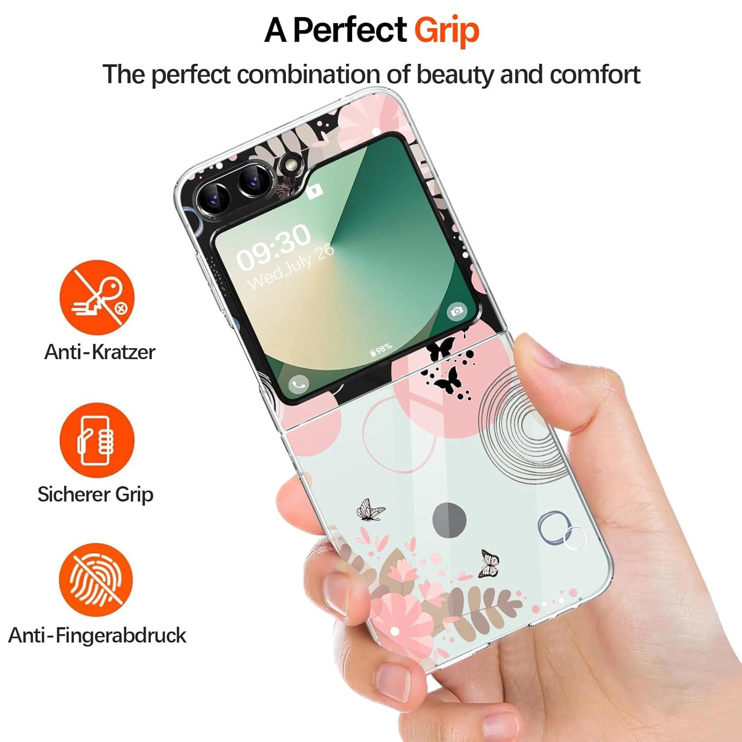 Gotivi Samsung Z Flip 6 Case Silicone Flowers Slim Transparent Soft TPU Shockproof Cover for Women Girls Crystal Clear Design - View 2 of 9