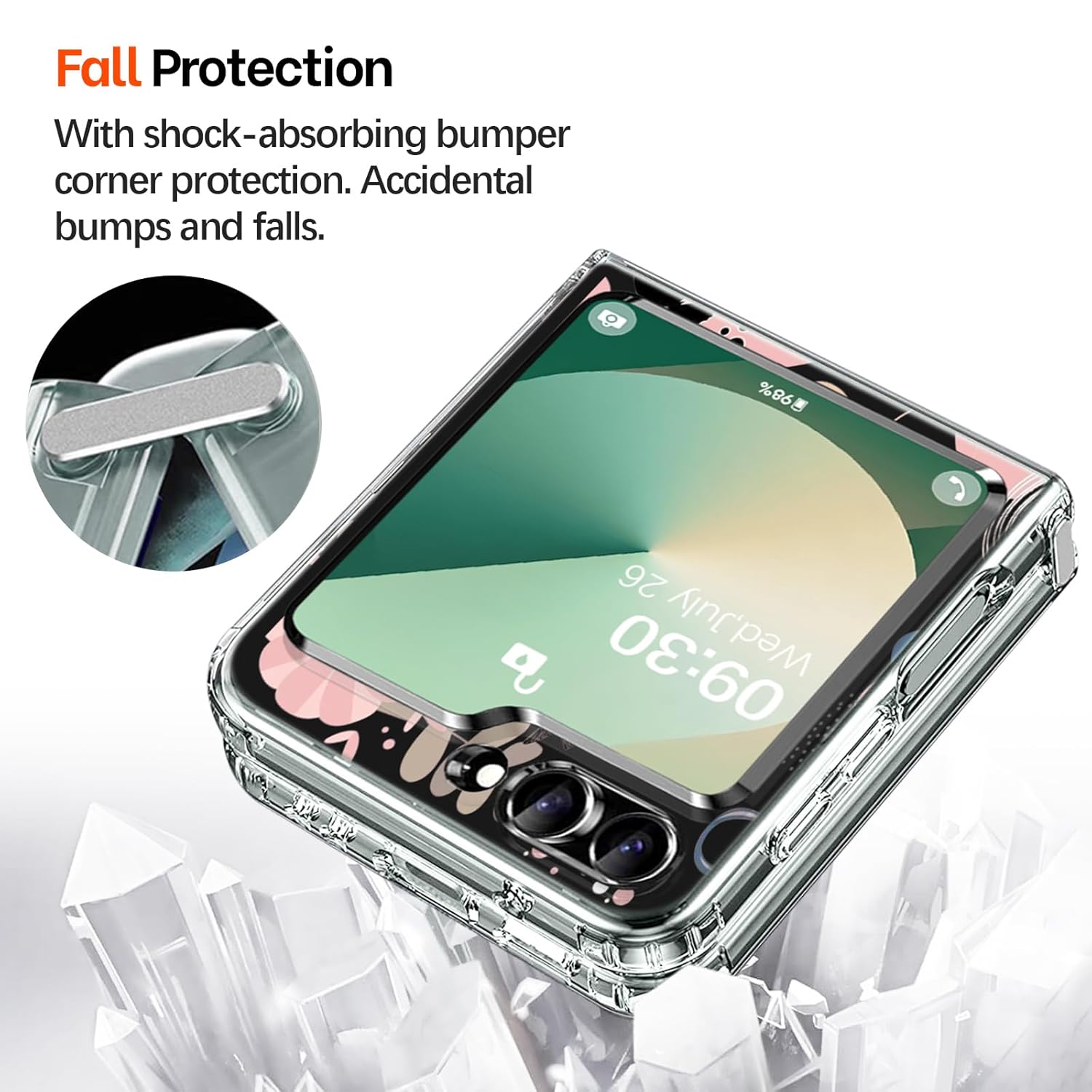 Gotivi Samsung Z Flip 6 Case Silicone Flowers Slim Transparent Soft TPU Shockproof Cover for Women Girls Crystal Clear Design - View 3 of 9