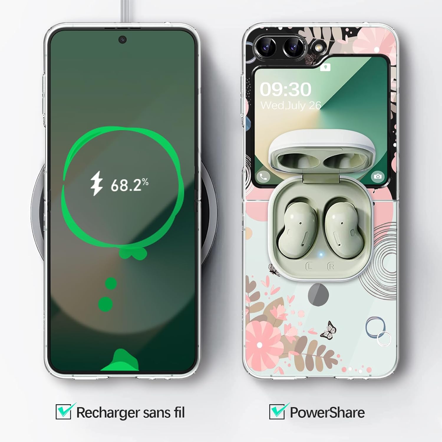 Gotivi Samsung Z Flip 6 Case Silicone Flowers Slim Transparent Soft TPU Shockproof Cover for Women Girls Crystal Clear Design - View 4 of 9