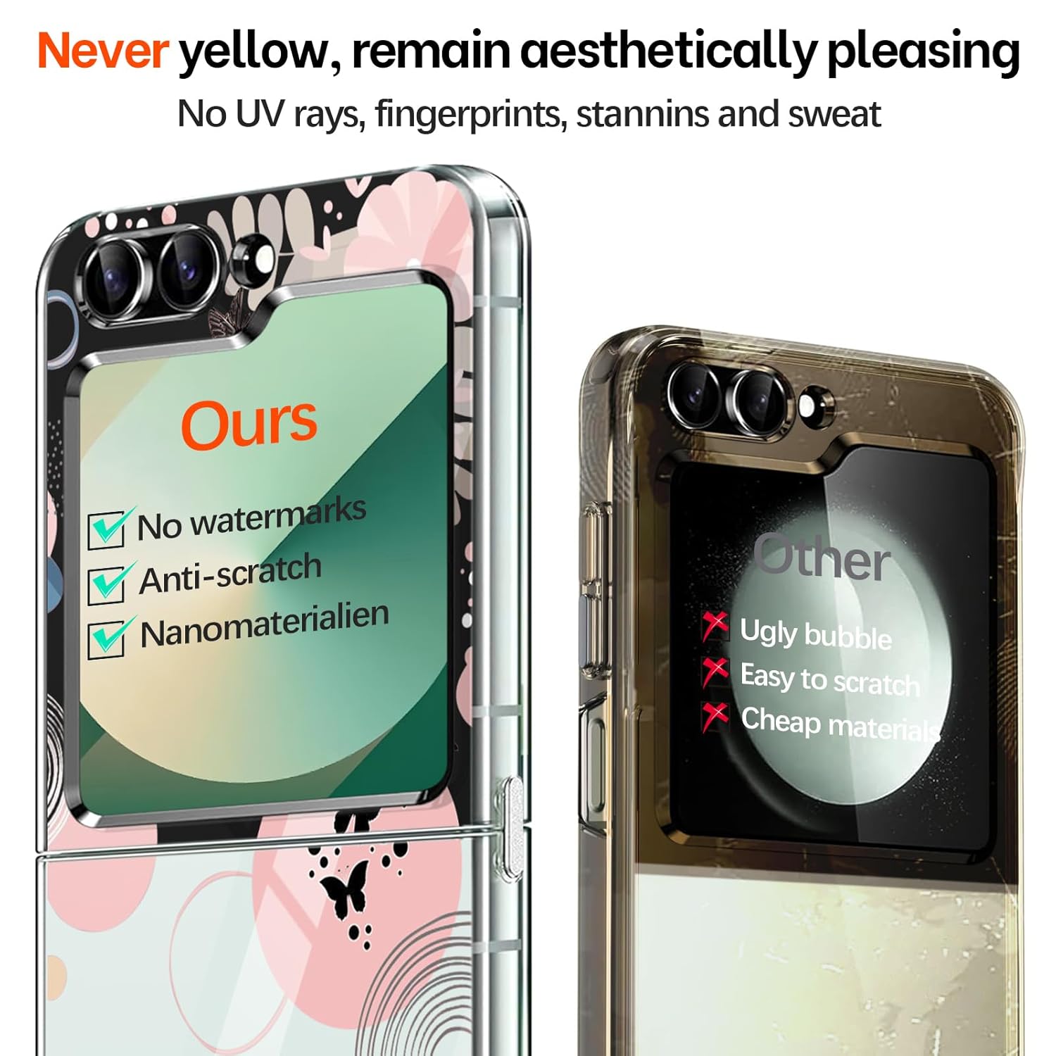 Gotivi Samsung Z Flip 6 Case Silicone Flowers Slim Transparent Soft TPU Shockproof Cover for Women Girls Crystal Clear Design - View 5 of 9