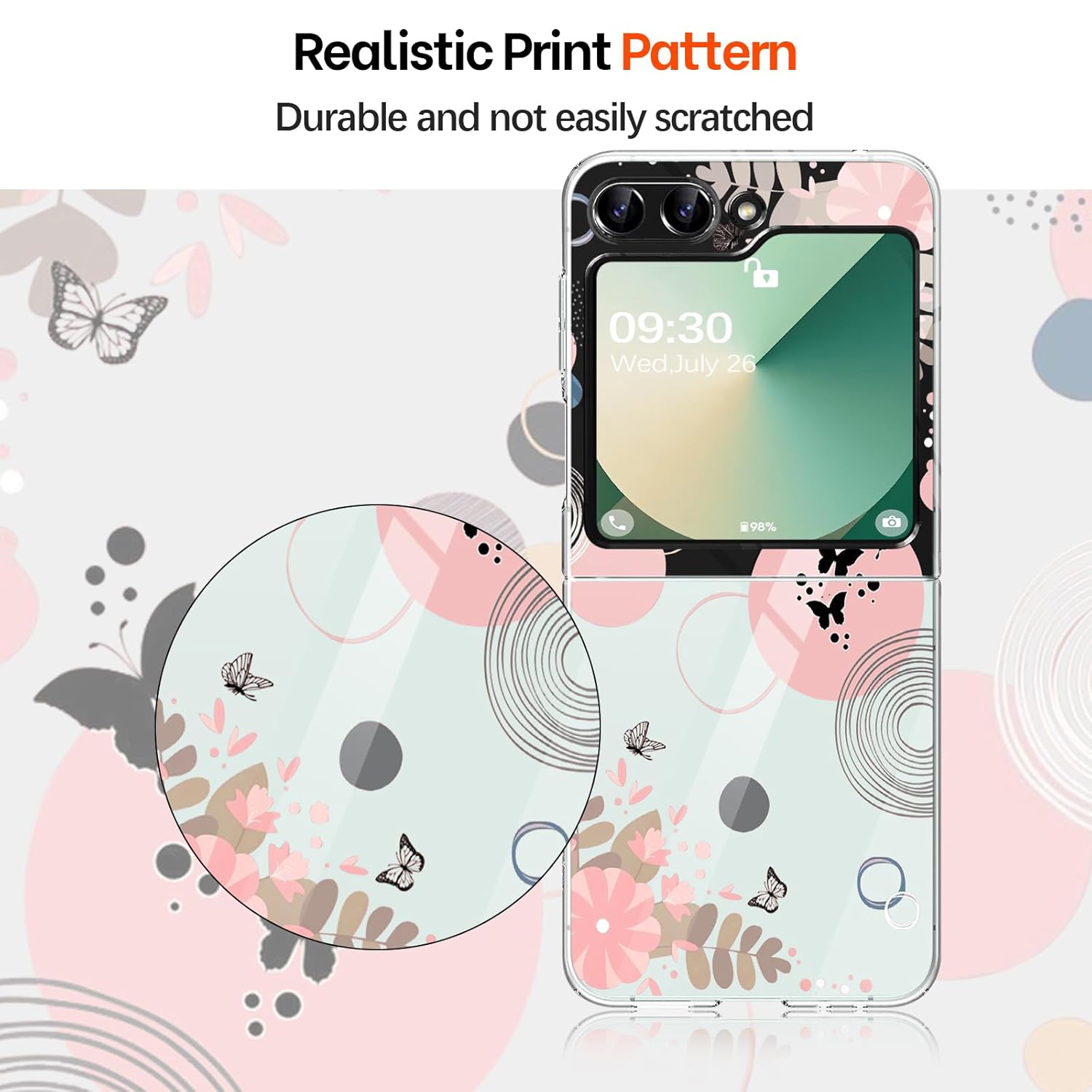 Gotivi Samsung Z Flip 6 Case Silicone Flowers Slim Transparent Soft TPU Shockproof Cover for Women Girls Crystal Clear Design - View 6 of 9