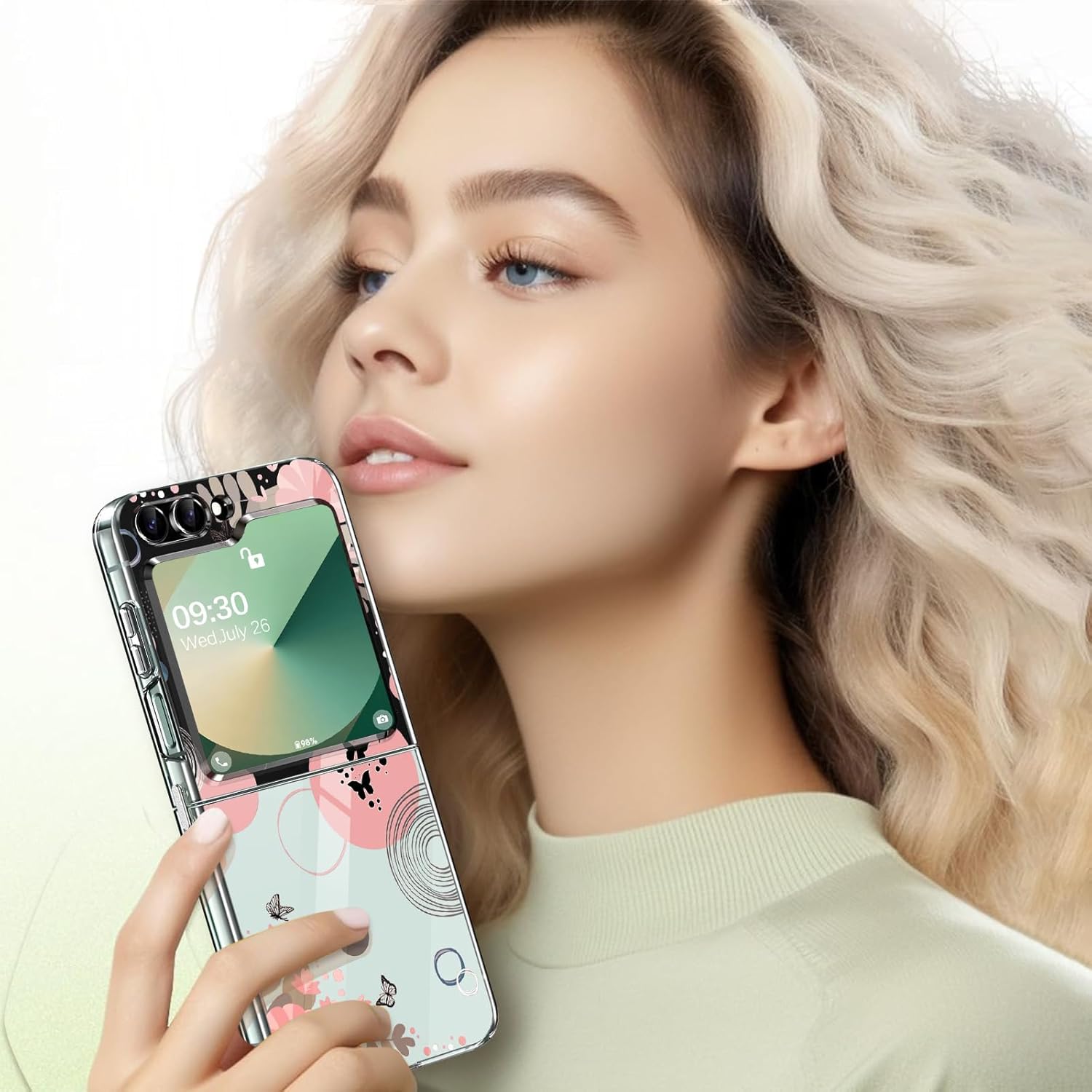 Gotivi Samsung Z Flip 6 Case Silicone Flowers Slim Transparent Soft TPU Shockproof Cover for Women Girls Crystal Clear Design - View 7 of 9