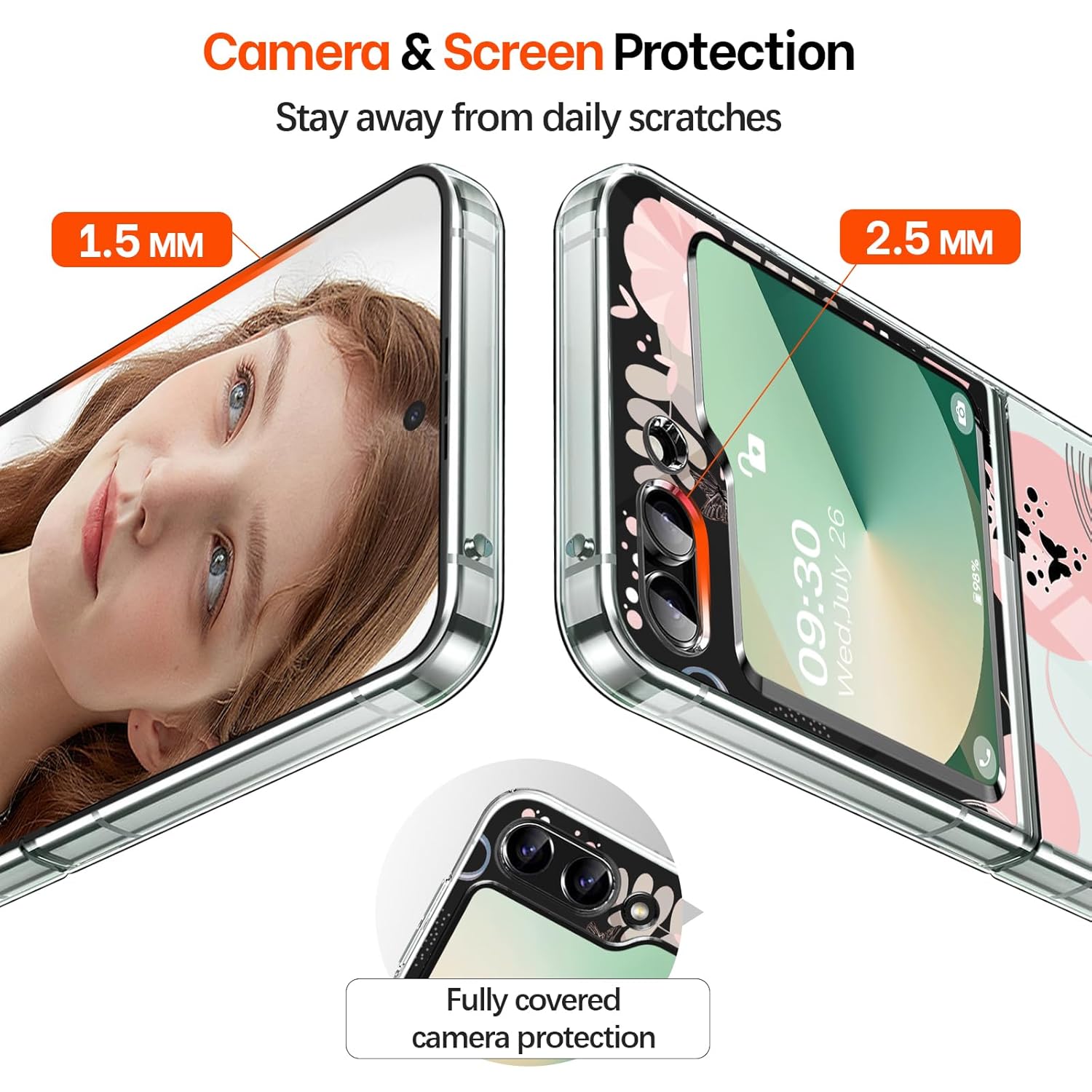 Gotivi Samsung Z Flip 6 Case Silicone Flowers Slim Transparent Soft TPU Shockproof Cover for Women Girls Crystal Clear Design - View 8 of 9