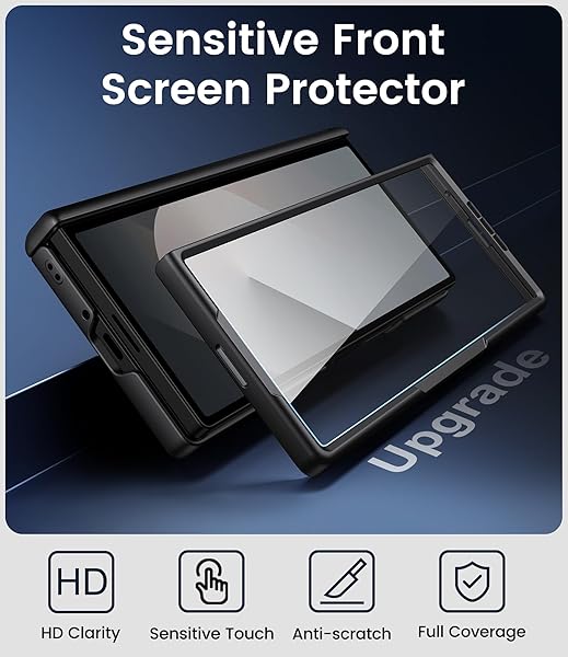 BXYJY BXYJY Samsung Galaxy Z Fold 6 Case with Kickstand Front Screen Protector Hinge Protection Slim Fit Rugged Hard Full Body Cover Black - View 6 of 9