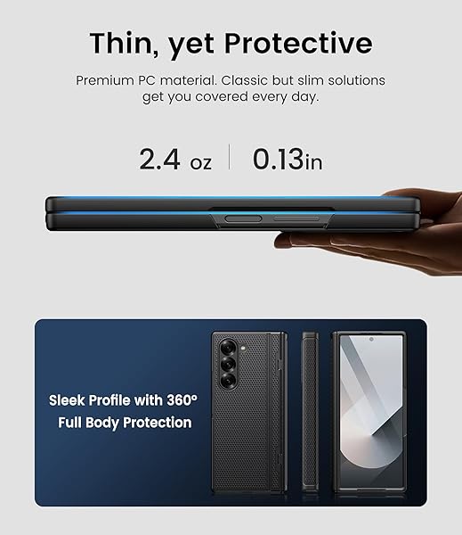 BXYJY BXYJY Samsung Galaxy Z Fold 6 Case with Kickstand Front Screen Protector Hinge Protection Slim Fit Rugged Hard Full Body Cover Black - View 8 of 9