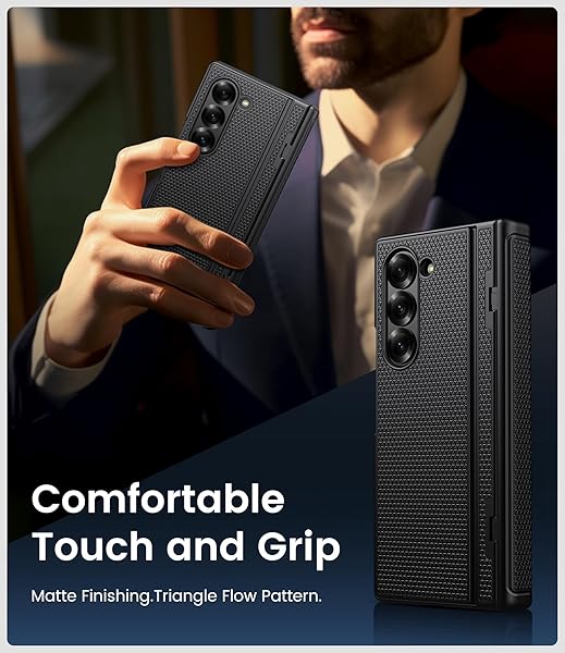 BXYJY BXYJY Samsung Galaxy Z Fold 6 Case with Kickstand Front Screen Protector Hinge Protection Slim Fit Rugged Hard Full Body Cover Black - View 9 of 9