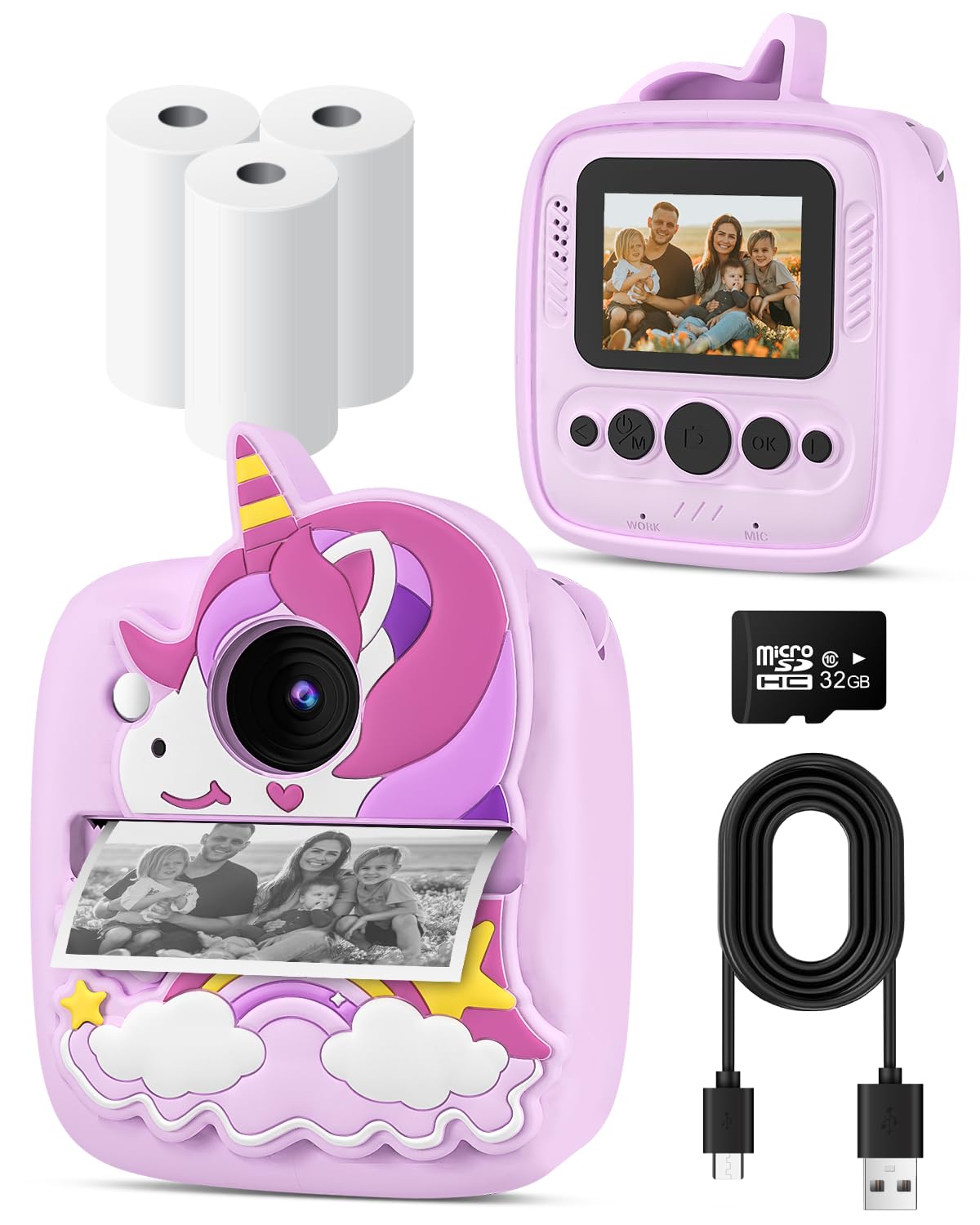 YTETCN YTETCN Instant Print Camera for Kids 3-12 Years Thermal Print Toy Gift for Girls and Boys with 32G SD Card 48 MP Photo 1080P Video Purple