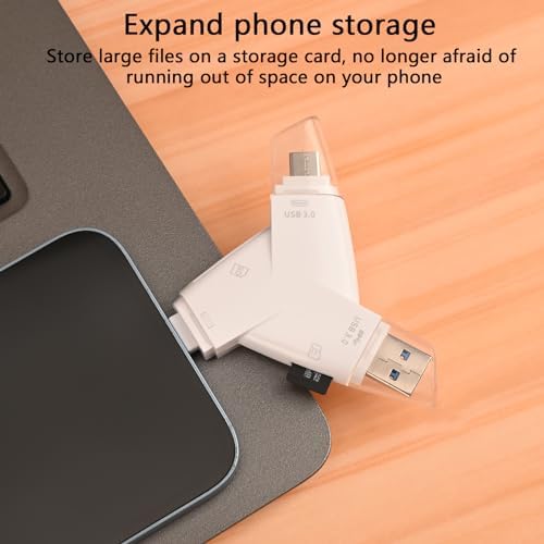 Gousido USB-C Type-C 3.0 and USB 3.0 Triangle Memory Card Reader 4 in 1 for iPhone iPad Android Mac and Trail Game Camera Supports SD TF Micro SD Adapter - View 4 of 6