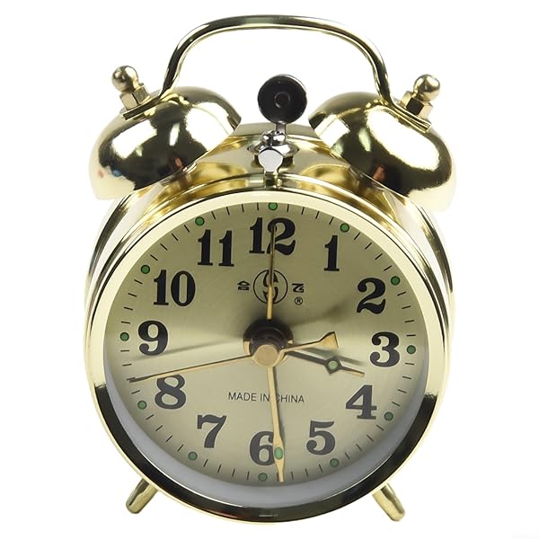 Cloudpower Gold Metal Twin Bell Alarm Clock Vintage Manual Wind Up Mechanical Table Desk Clock