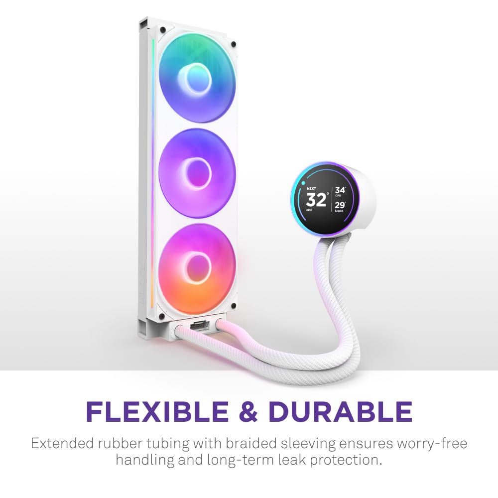 NZXT NZXT Kraken Elite 360 RGB AIO CPU Liquid Cooler 360mm Radiator with Customizable LCD and RGB Fans for AMD and Intel Systems - View 9 of 9