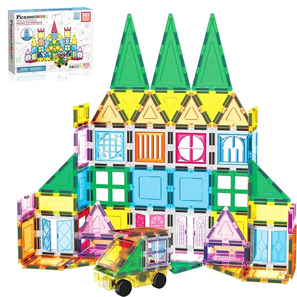 PicassoTiles PicassoTiles 101pc Magnetic Building Blocks Set - STEM Sensory Toy for Kids 3+ with Storage Bag