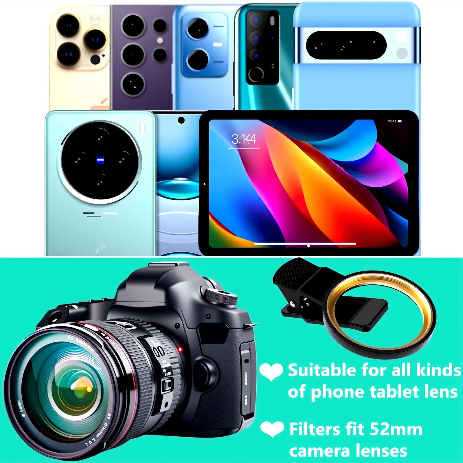 Yadsux Yadsux 52MM Variable ND2-ND400 Filter for iPhone Samsung Clip-on Adapter HD Optical Glass Mobile Lens Accessories - View 6 of 8