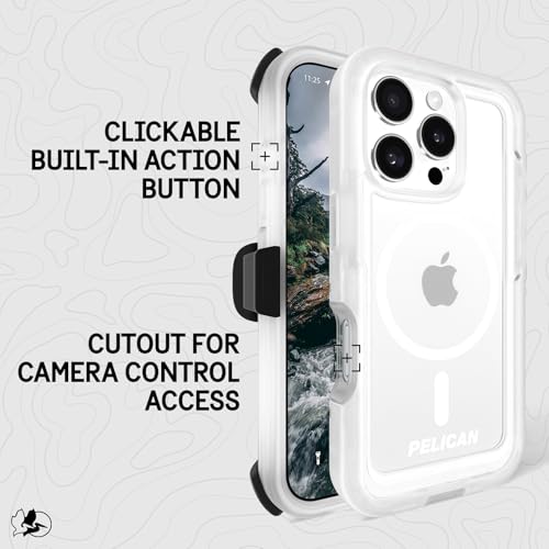 Pelican Pelican Voyager iPhone 16 Pro Case: Rugged, MagSafe-Compatible, 18ft Drop Protection & Belt Clip Holster - Clear Heavy Duty Cover - View 6 of 11