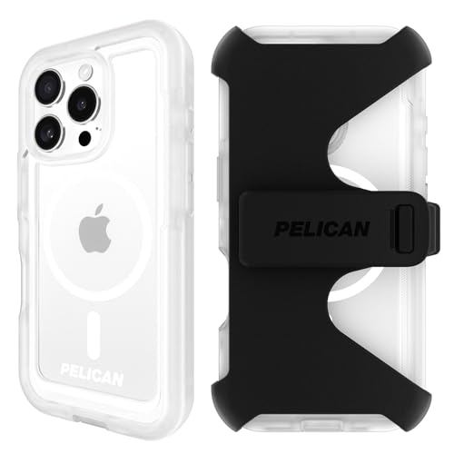 Pelican Pelican Voyager iPhone 16 Pro Case: Rugged, MagSafe-Compatible, 18ft Drop Protection & Belt Clip Holster - Clear Heavy Duty Cover - View 3 of 11