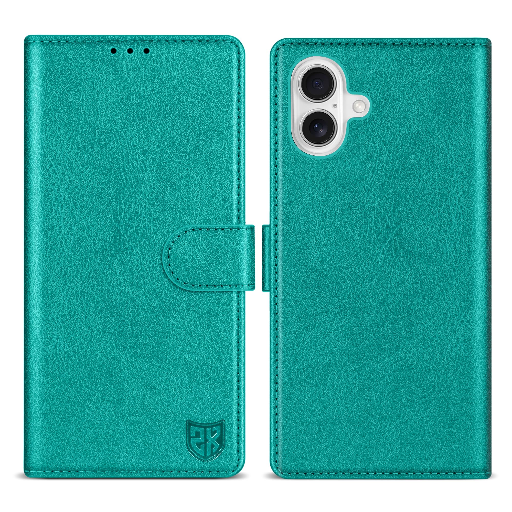 ZZXX ZZXX iPhone 16 Wallet Case RFID Blocking Card Slot Kickstand Magnetic Closure Leather Flip Fold Protective Case Lake Blue 6.1 inch