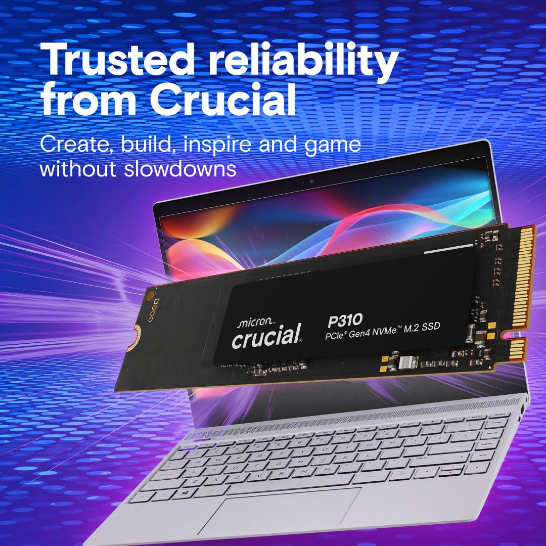 Crucial Crucial P310 1TB NVMe M.2 SSD Up to 7100 MBs Gen4 Internal Solid State Drive with Acronis Offer for PC CT1000P310SSD801 - View 6 of 6