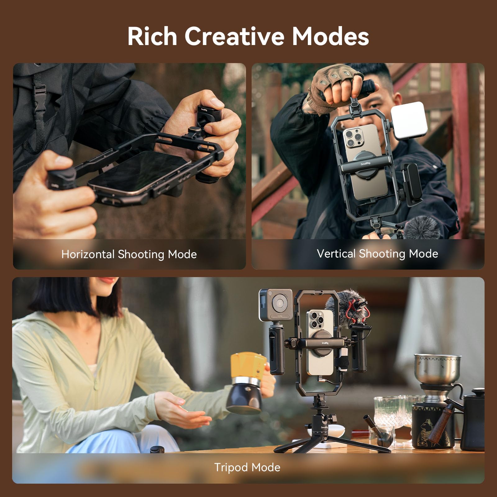 SMALLRIG SmallRig Universal Quick Release Phone Cage Kit Aluminum Smartphone Video Rig with Wireless Control Dual Handles and Phone Clip for iPhone Samsung Pixel - View 6 of 8