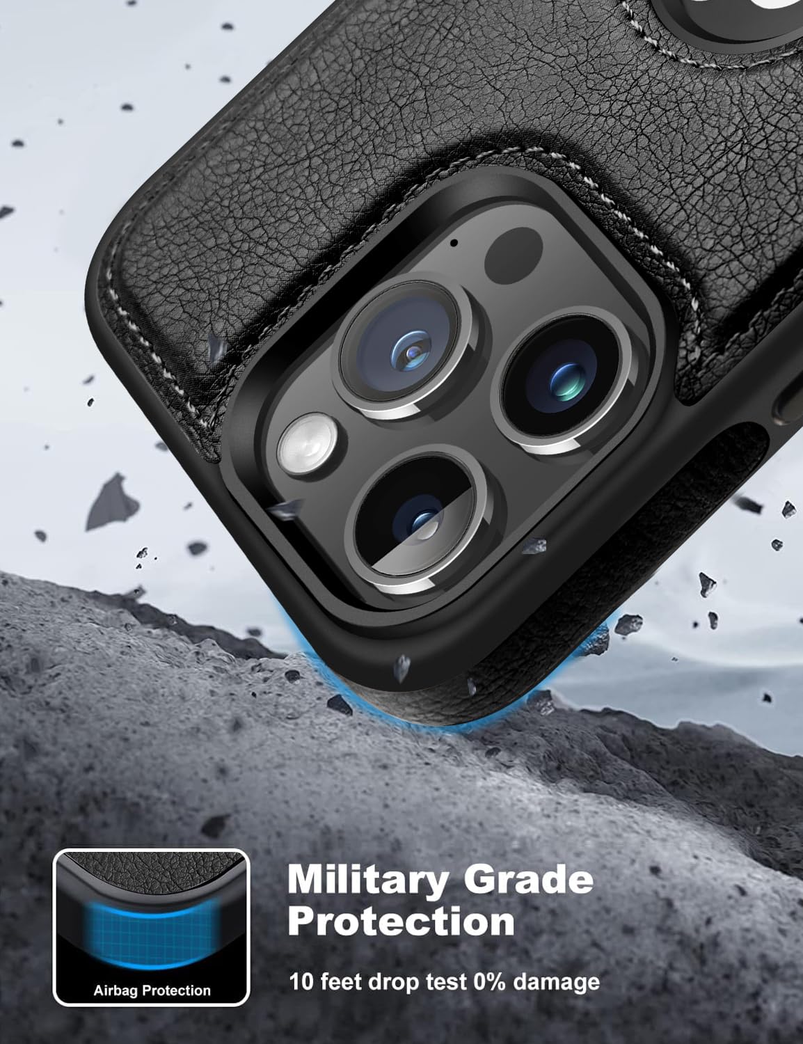 WTCASE WTCASE Magnetic Leather Case for iPhone 16 Pro Max with Built-in Stand Compatible with Magsafe Slim Protective Cover Black 2024 - View 6 of 6