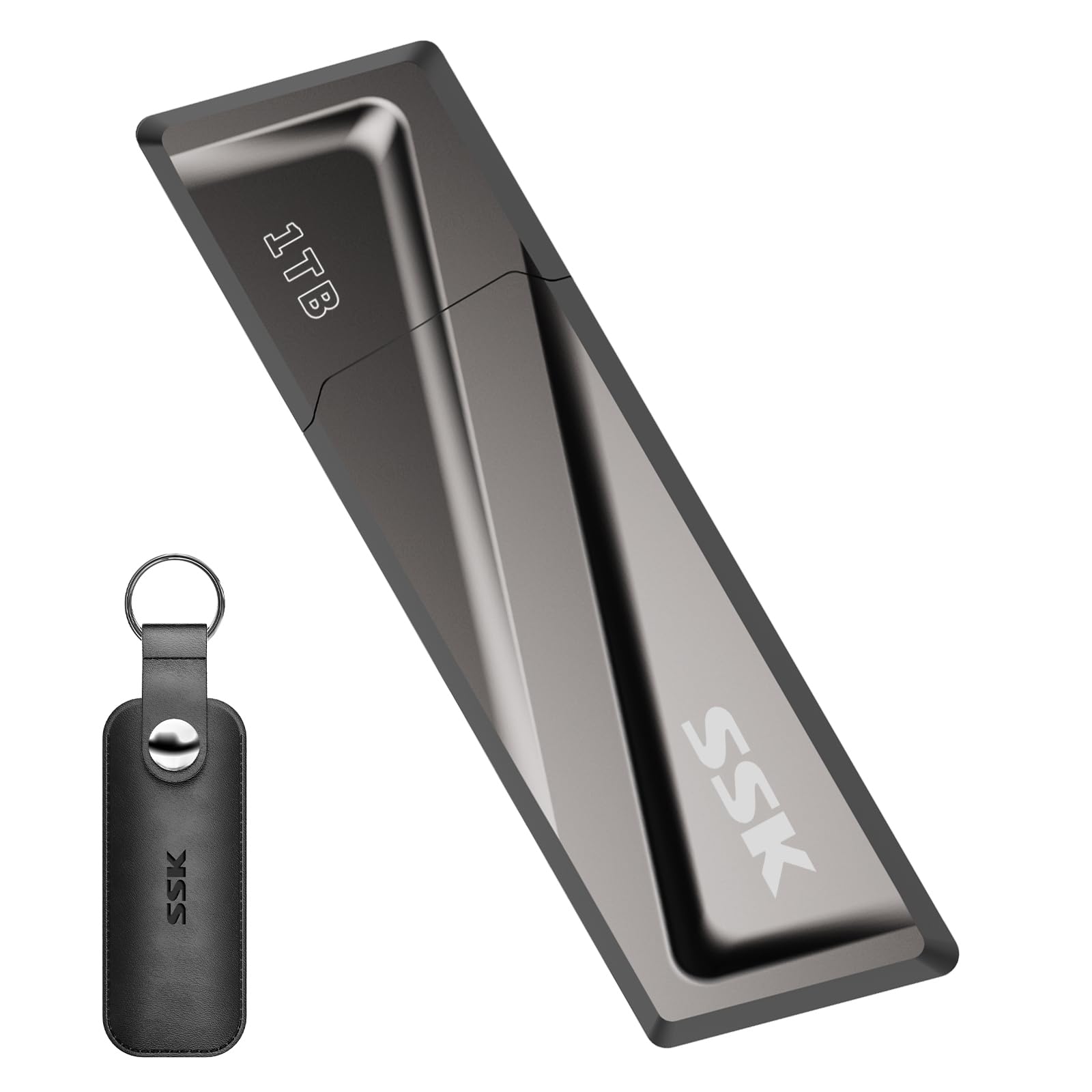 SSK SSK 1TB USB Flash Drive 550MB/s USB 3.2 Gen2 Fast Transfer External SSD with USB C Adapter for Smartphones and Laptops