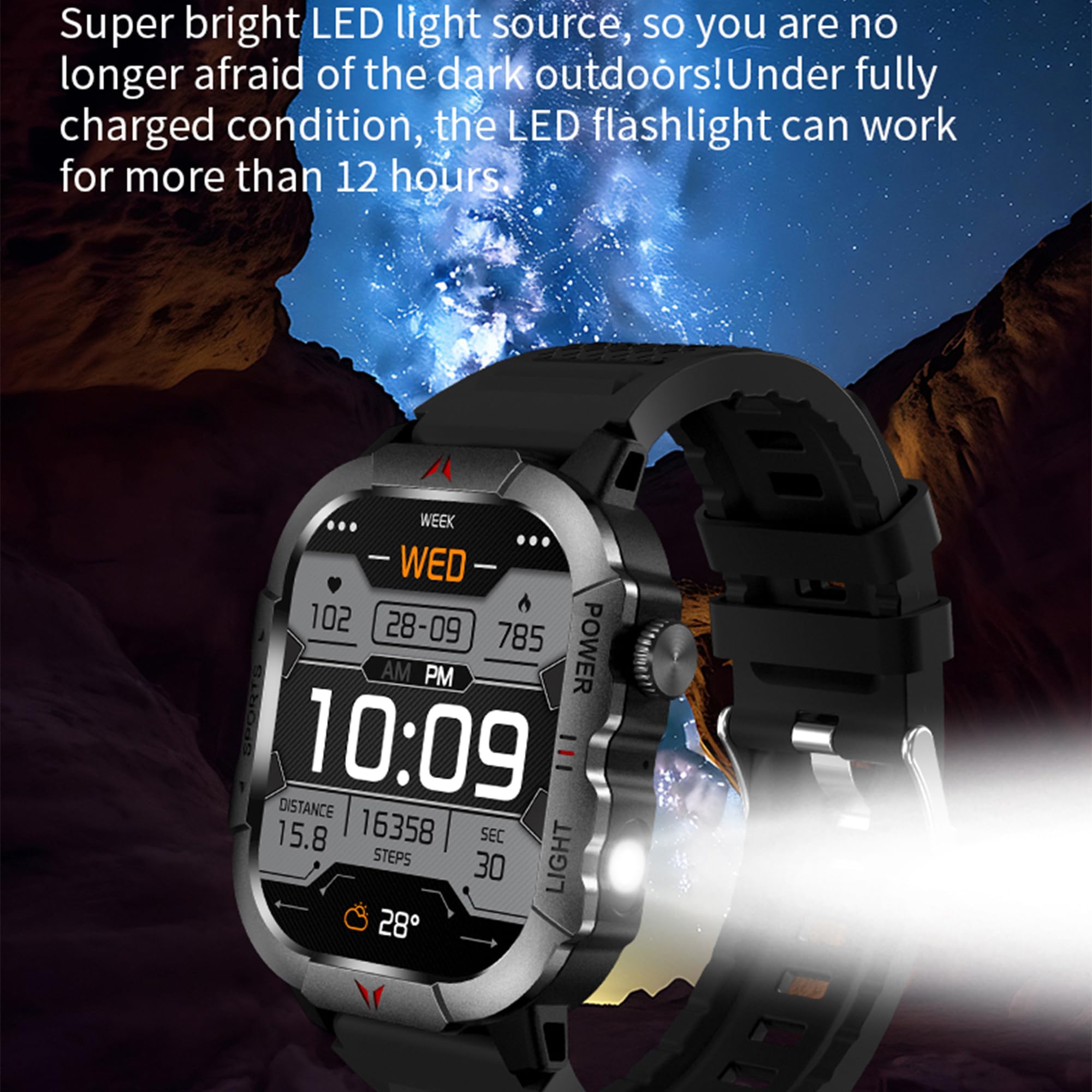 ZPIMY 2.01 AMOLED Smart Watch for Men with Call Function LED Lighting 5ATM Waterproof Fitness Tracker for Android iPhones 3 Straps Brown - View 5 of 7