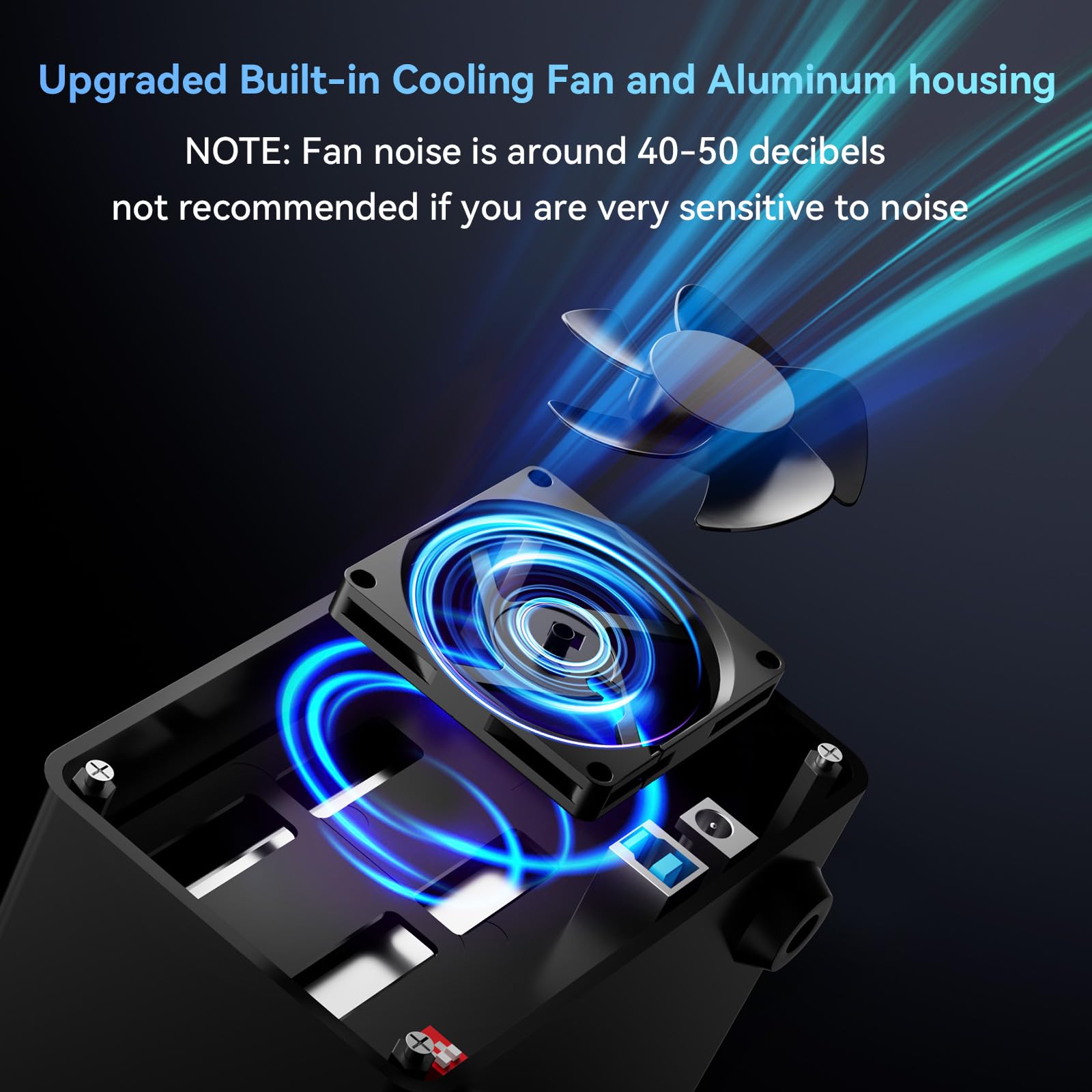 cenmate CENMATE Aluminum Dual Bay Hard Drive RAID Enclosure with Cooling Fan for SATA HDD SSD USB A C 3.0 Tool Free 4 Modes RAID Support - View 4 of 8