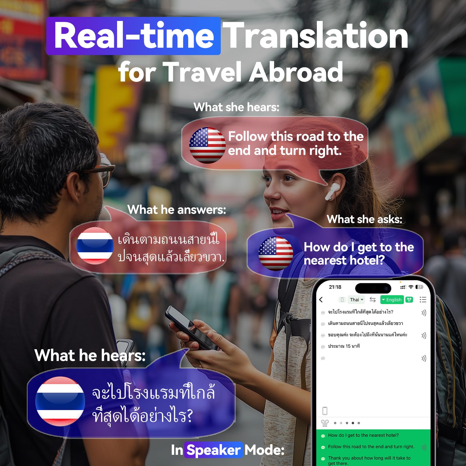 HALCONTORNO HALCONTORNO B11 Instant Translator Earbuds 138 Languages Real Time Voice Translation Device White - View 5 of 6