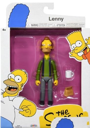 JAKKS Pacific "Buy The Simpsons 5" Lenny Leonard Action Figure with Lunch Bag & Carl Mug - Wave #3 Collectible"