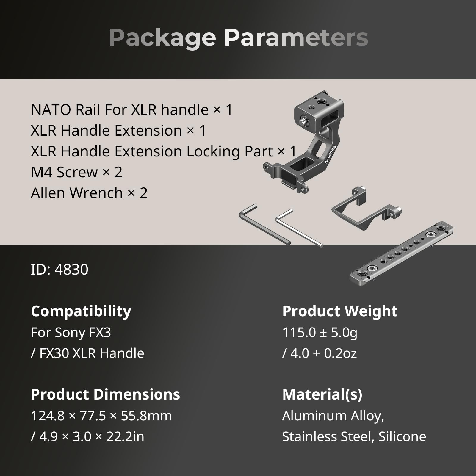 SMALLRIG SmallRig Extension Mount Plate Kit for Sony FX3 FX30 XLR Handle with Cold Shoe Quick Release and Built-in Threaded Holes ARRI 4830 - View 8 of 8