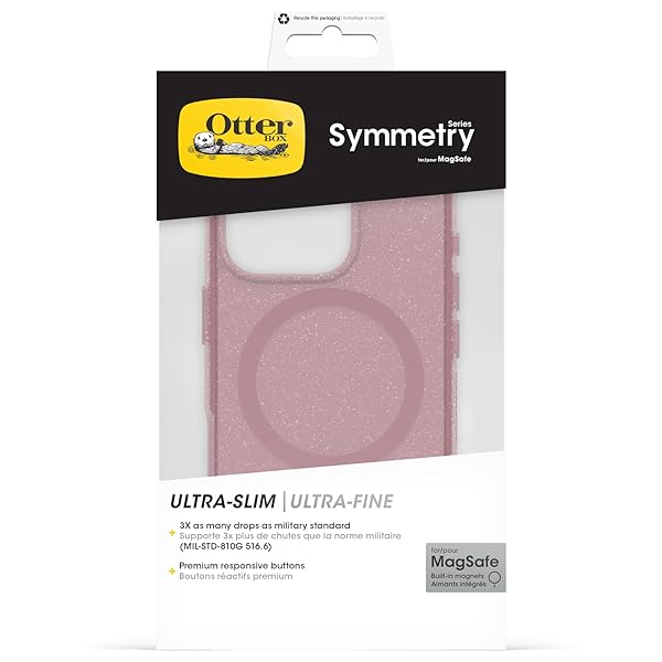 OtterBox OtterBox Symmetry Series Clear MagSafe Case for iPhone 16 Pro Shockproof Drop Proof Thin Protective Case Clear Pink - View 7 of 7