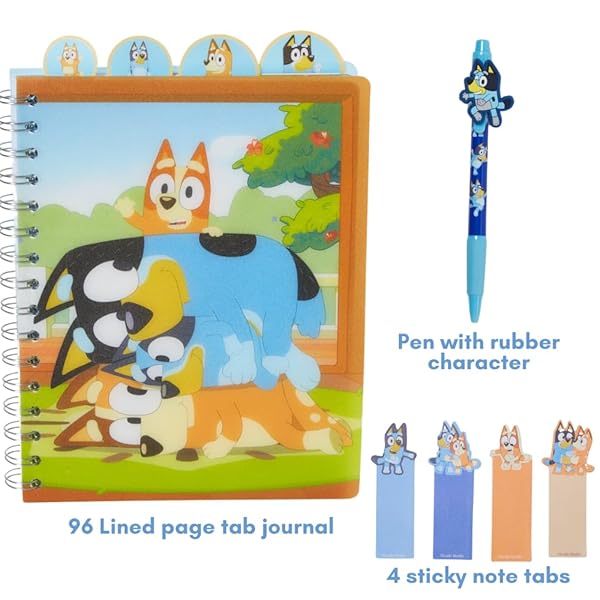 Innovative Designs Bluey Tab Journal: Innovative Spiral Notebook with Pen, Sticky Tabs & 96 Lined Pages for Creative Note-Taking - View 4 of 11