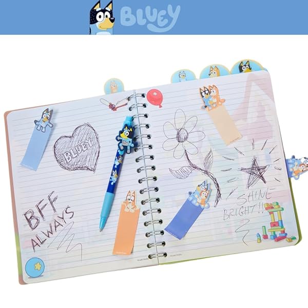 Innovative Designs Bluey Tab Journal: Innovative Spiral Notebook with Pen, Sticky Tabs & 96 Lined Pages for Creative Note-Taking - View 5 of 11