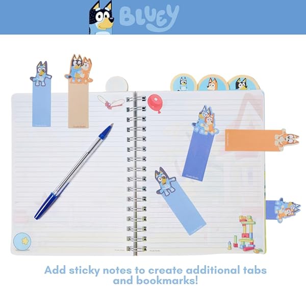 Innovative Designs Bluey Tab Journal: Innovative Spiral Notebook with Pen, Sticky Tabs & 96 Lined Pages for Creative Note-Taking - View 8 of 11