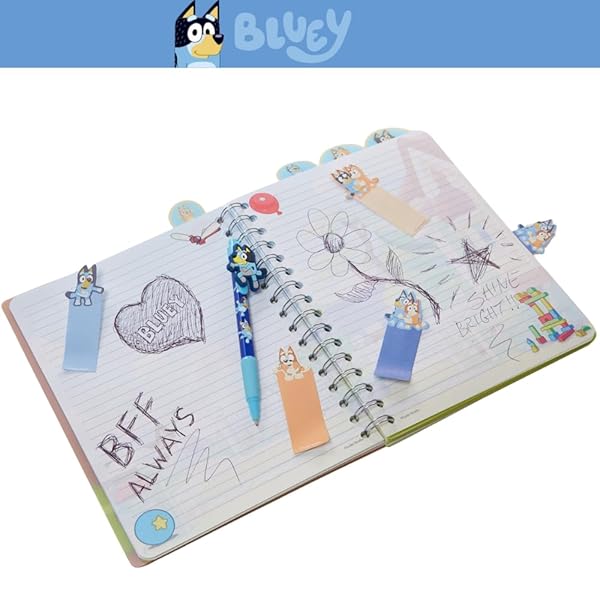 Innovative Designs Bluey Tab Journal: Innovative Spiral Notebook with Pen, Sticky Tabs & 96 Lined Pages for Creative Note-Taking - View 10 of 11