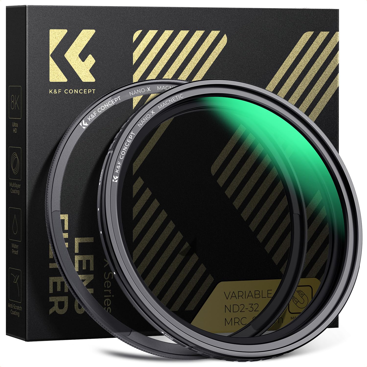 KF Concept 77mm Magnetic Variable ND Lens Filter ND2-ND32 with Basic Ring Kit and Nano-X Multi-Layer Coatings