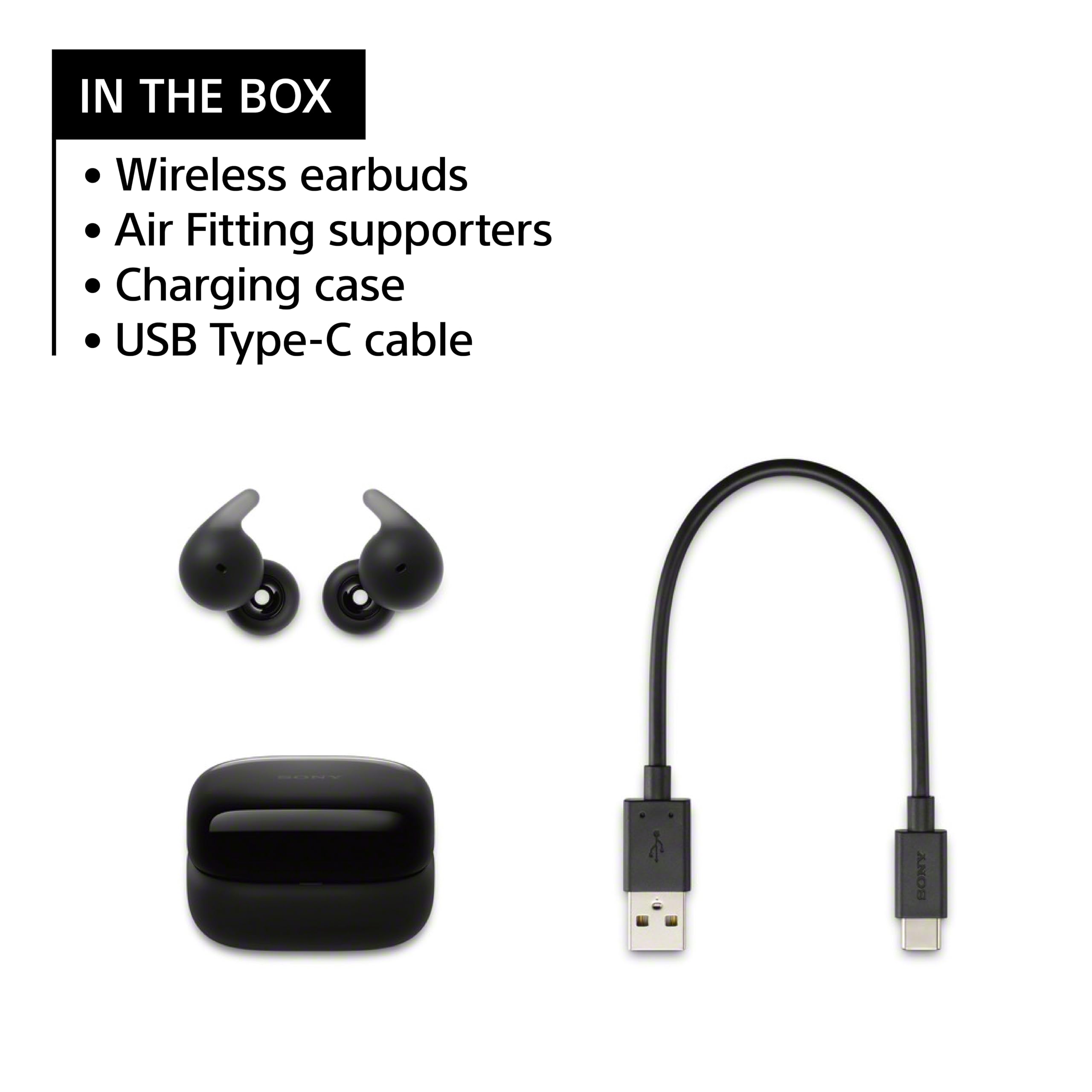Sony Sony LinkBuds Open Wireless Earbud Headphones with Open-Ring Design for Ambient Sounds and Air Fitting Supporters Black - View 3 of 8