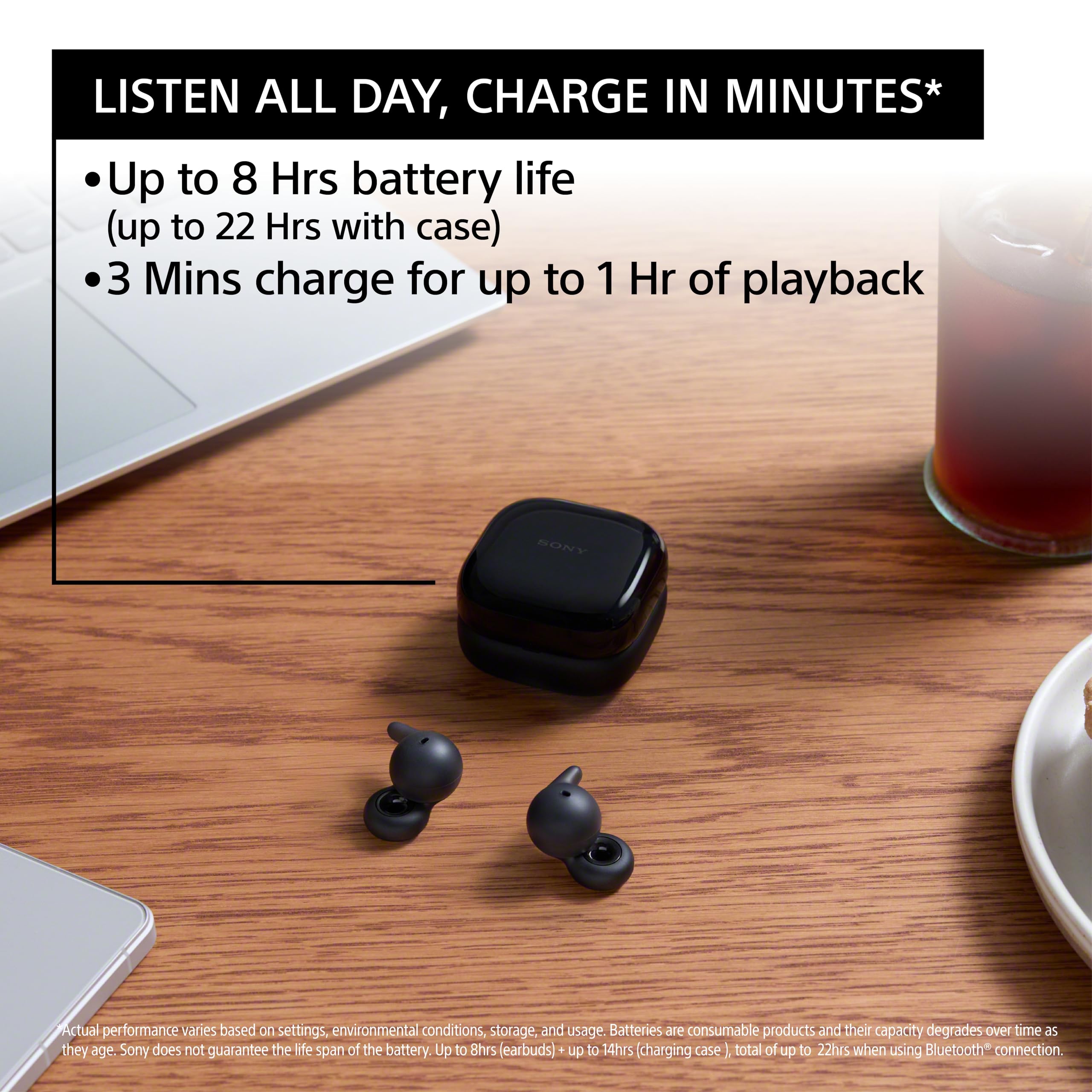 Sony Sony LinkBuds Open Wireless Earbud Headphones with Open-Ring Design for Ambient Sounds and Air Fitting Supporters Black - View 4 of 8