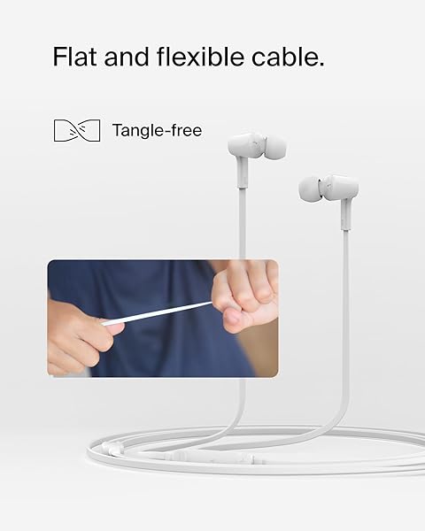 Belkin Belkin SoundForm Wired Earbuds USB-C Connector In-Ear Earphones with Microphone for iPhone 16 iPad Mini Galaxy S24 Android White - View 7 of 10