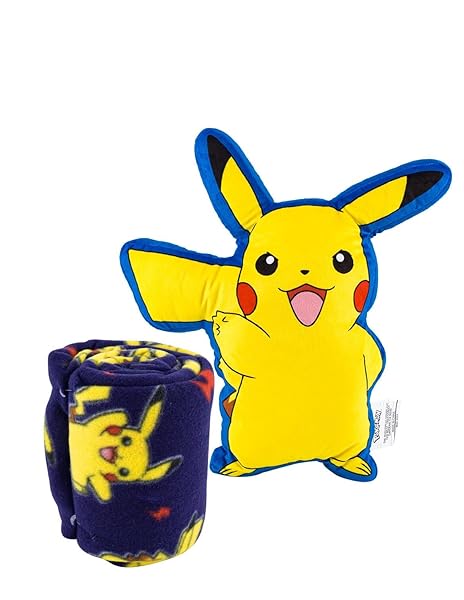 Northwest Northwest Pokemon Pikachu Travel Set: 2-Piece Kids Blanket & Plush - Perfect for Adventures!