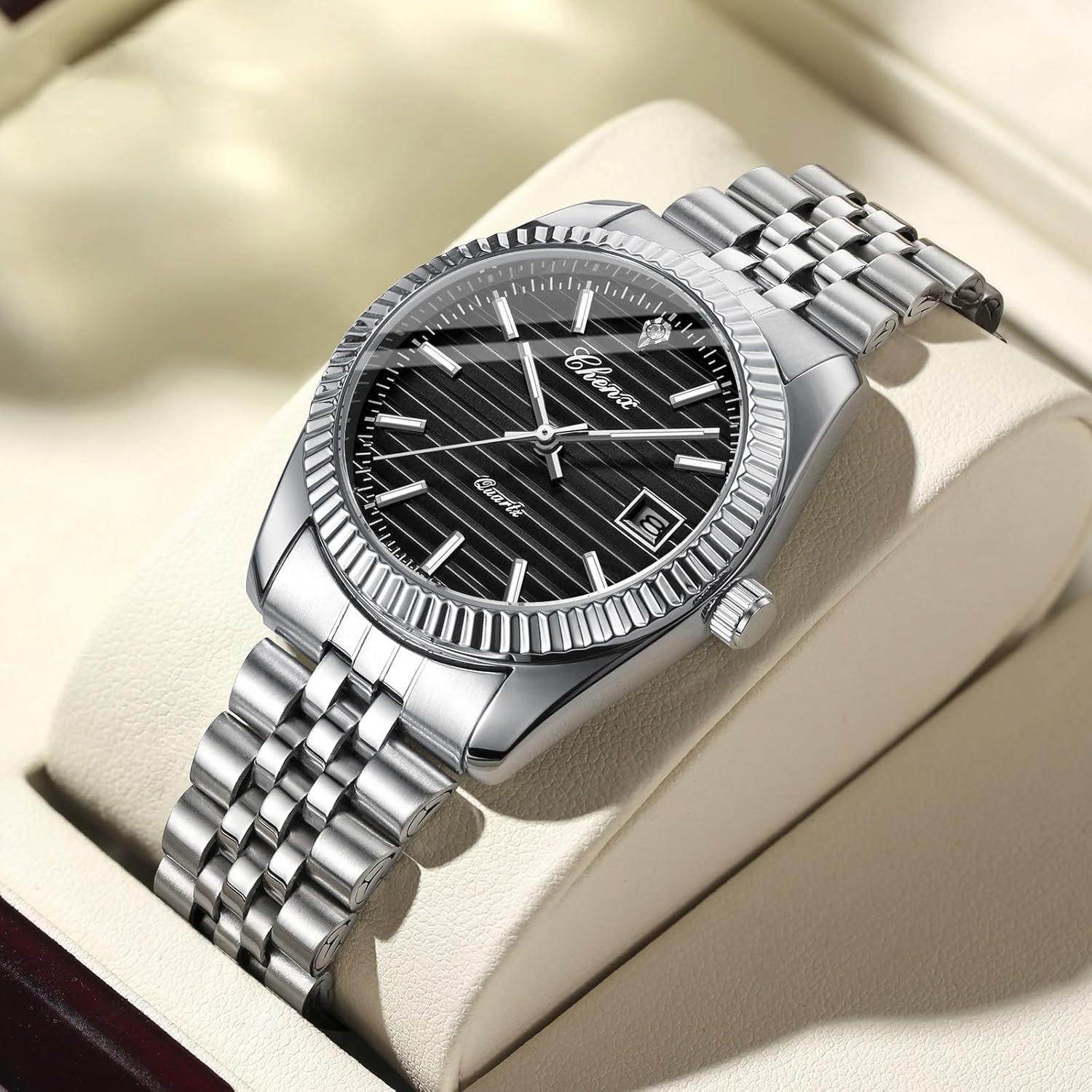 Reginald Men's Elegant Stainless Steel Sports Quartz Watch with Easy to Read Black Bracelet - View 2 of 5