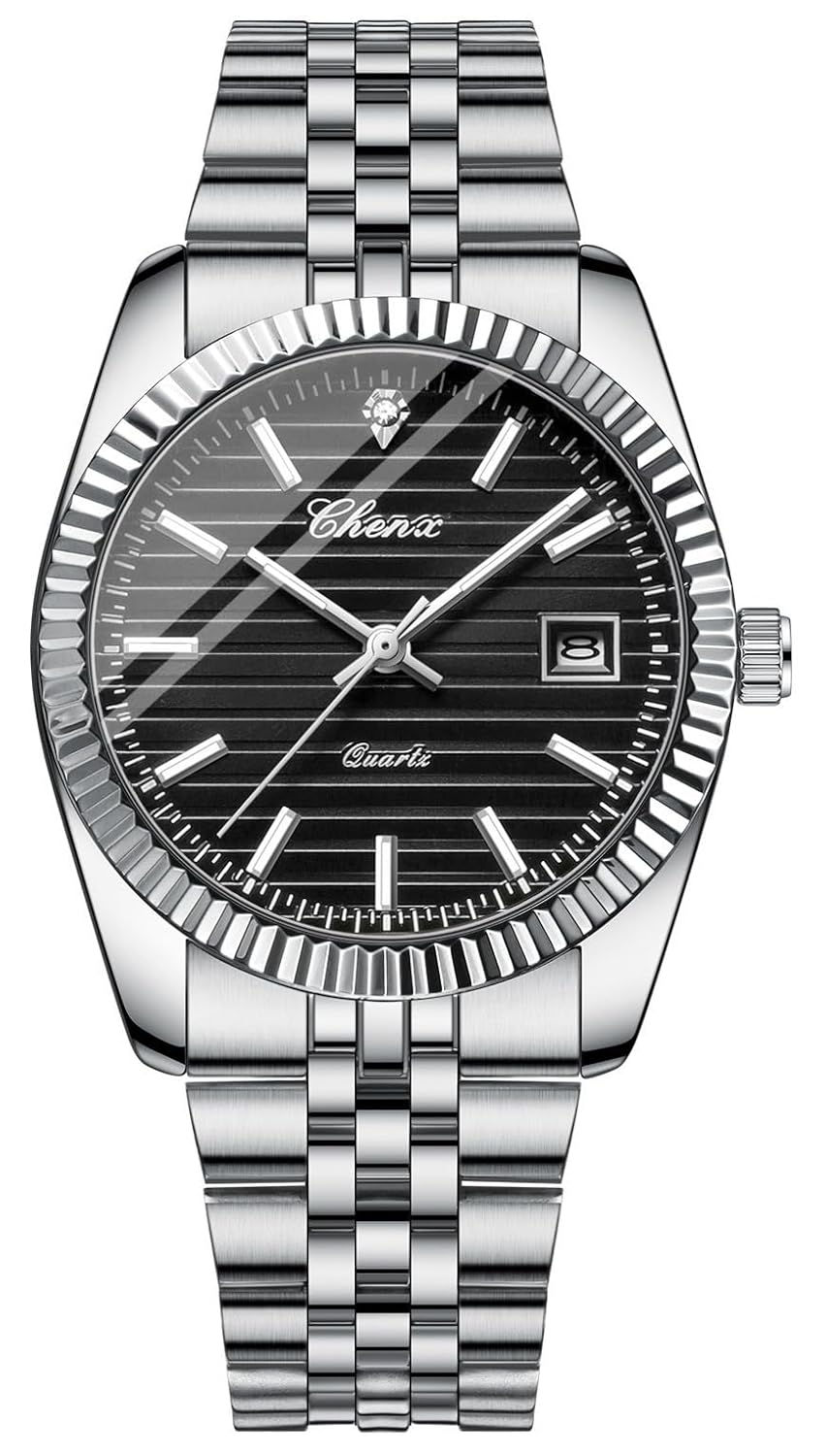 Reginald Men's Elegant Stainless Steel Sports Quartz Watch with Easy to Read Black Bracelet