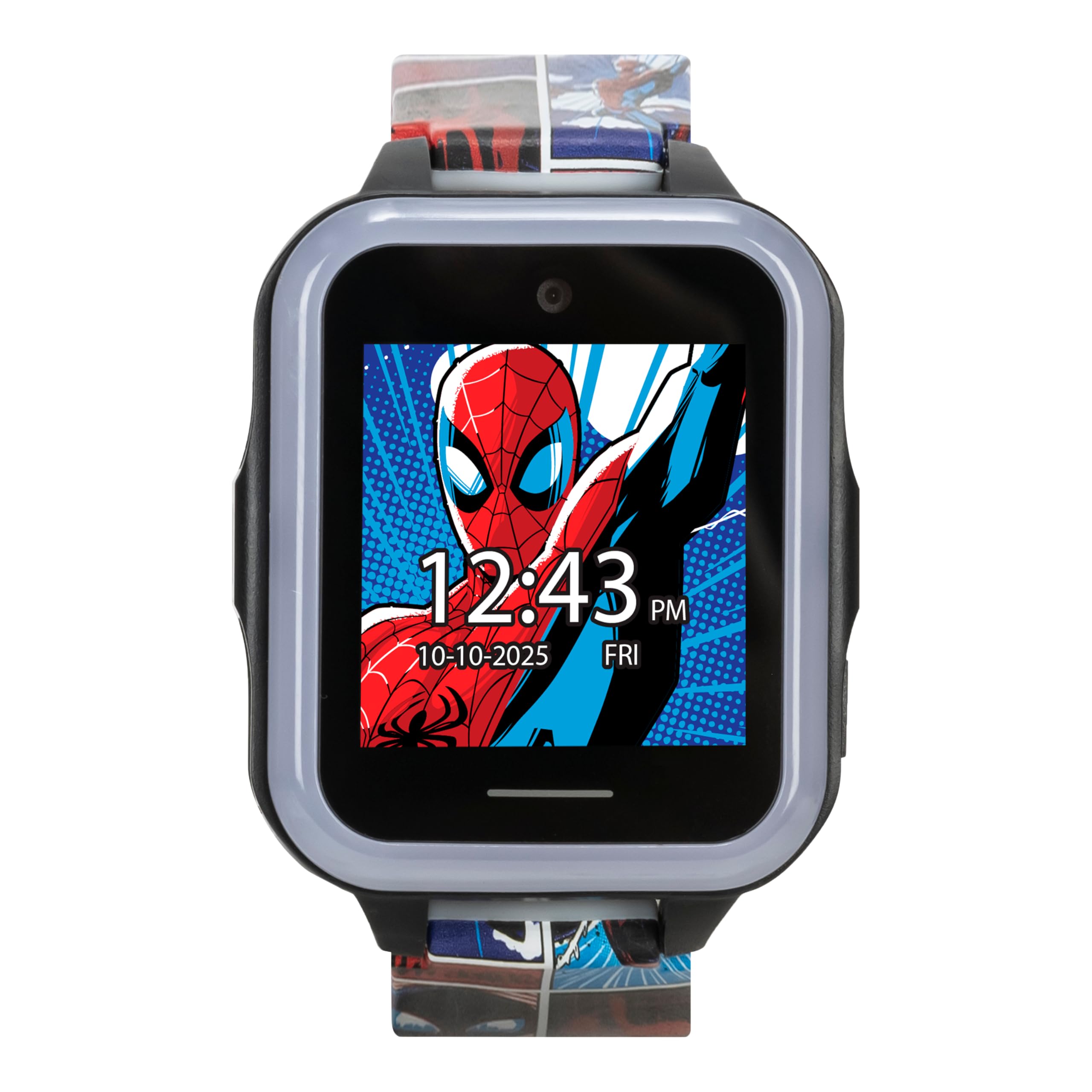 Accutime Marvel Spider-Man Kids Interactive Smartwatch Touchscreen Games Camera Timer Pedometer 10 Watch Faces Red Blue Strap LED Light-Up - View 6 of 6